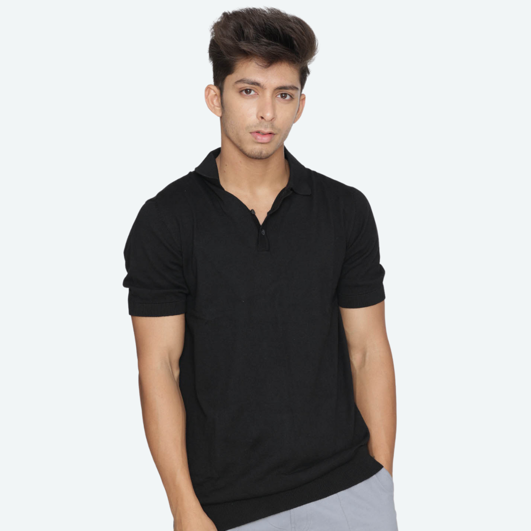 Premium Black cotton Knitted Polo