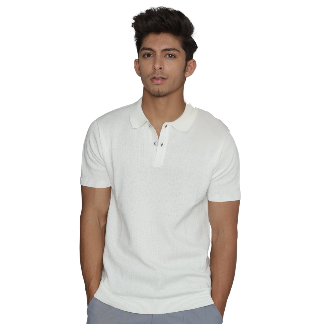 Premium Off-white structured cotton Polo T-shirt