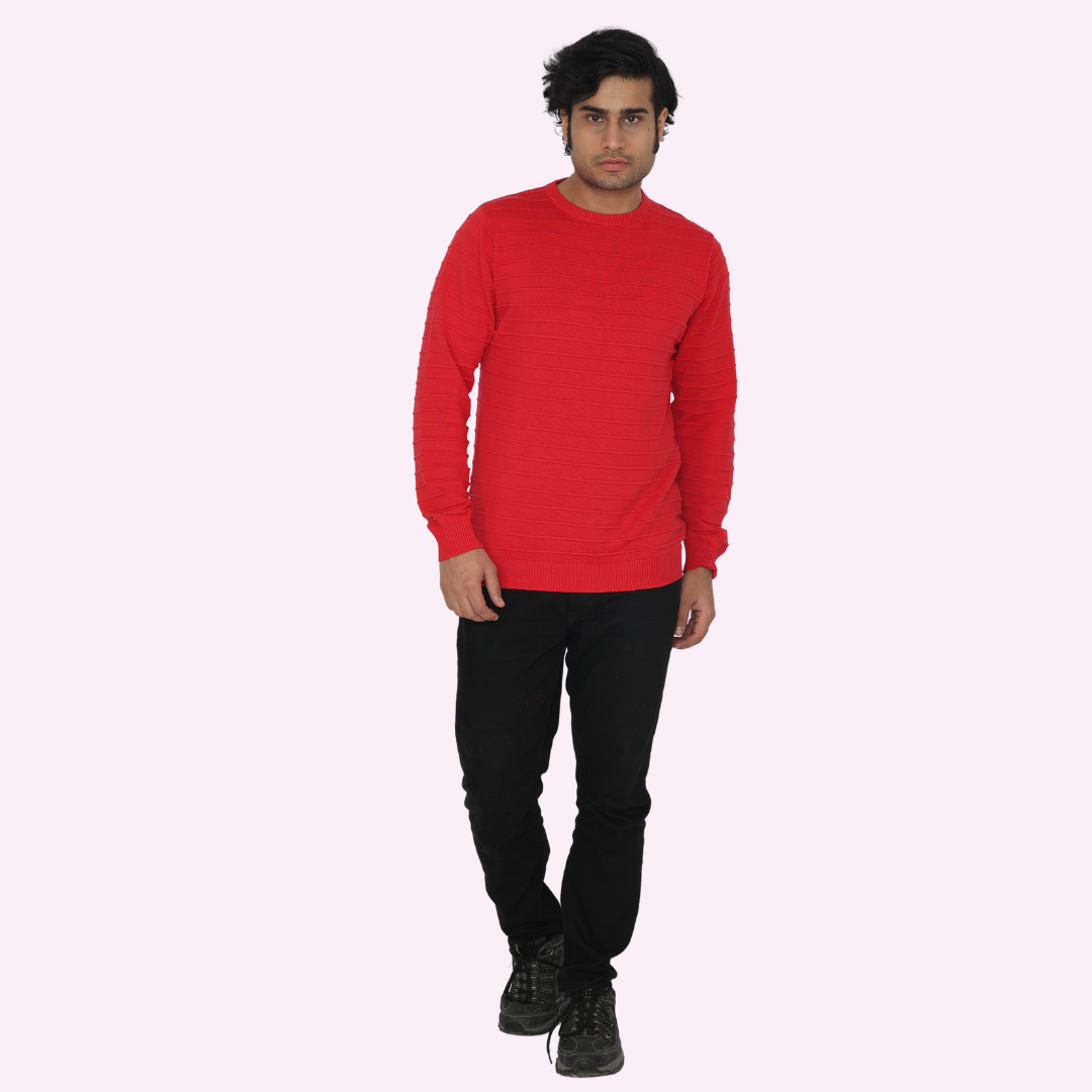 Red structured Knitted Special Edition T-shirt