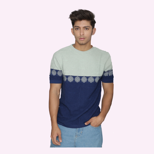 mens round neck knitted cotton T-shirt