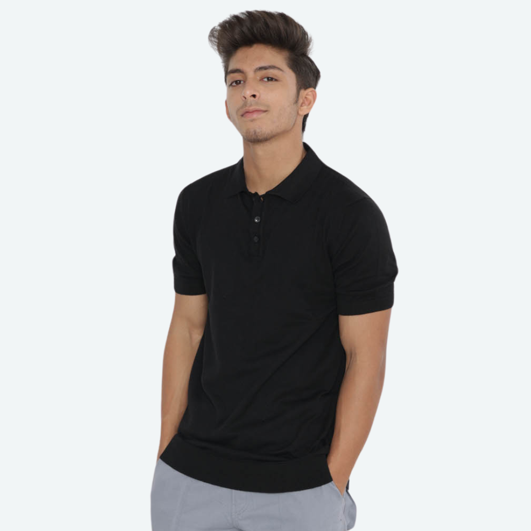 Premium Black cotton Knitted Polo