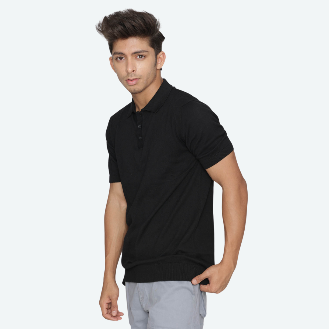 Premium Black cotton Knitted Polo