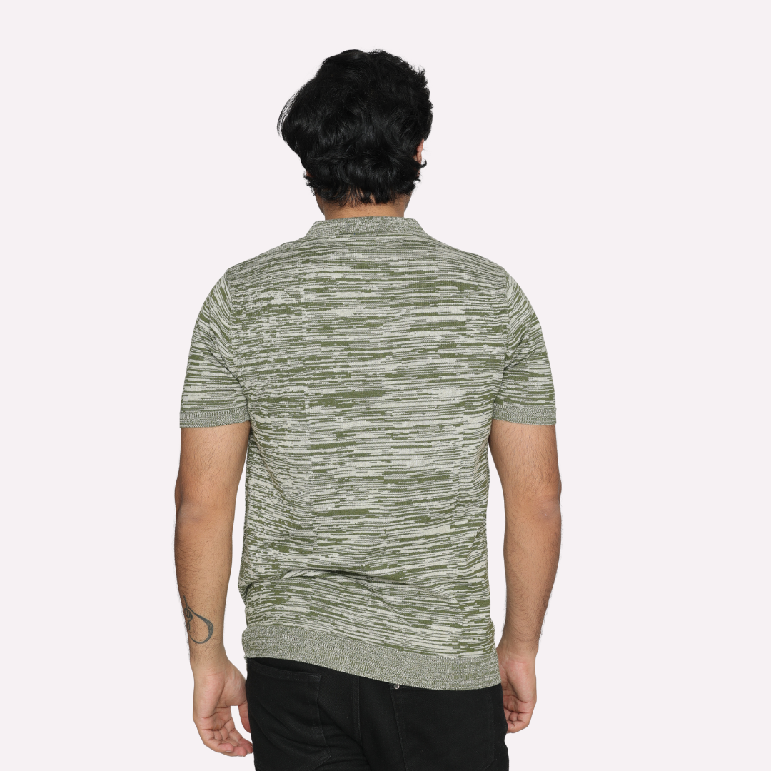 Premium Green/Off-White Structured Cotton Polo T-Shirt – Refreshing Style, Ultimate Comfort