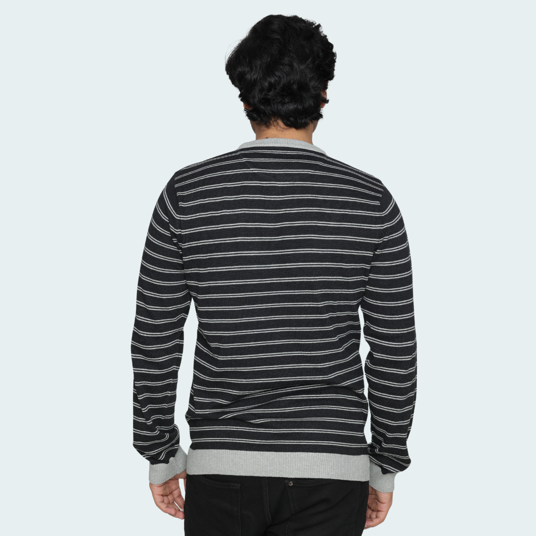 Black striped structured cotton special edition knitted T-shirt