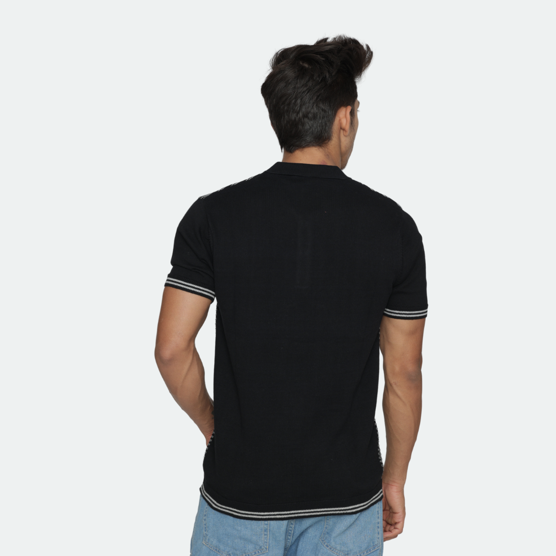 Premium Black/Grey Structured Cotton Polo T-Shirt – Sleek, Modern, and Timeless Comfort